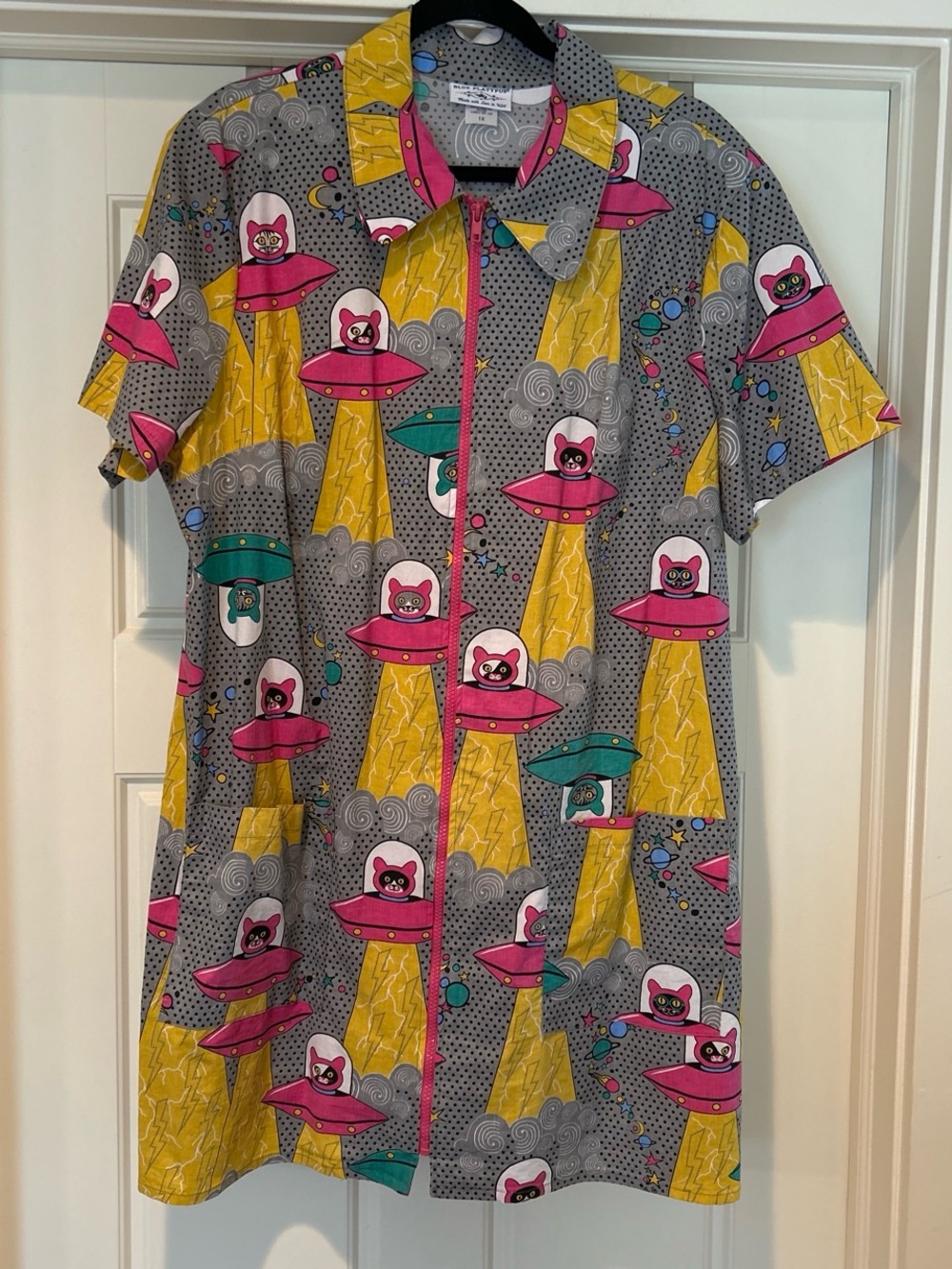 Playful UFO Cat Print Mini Dress